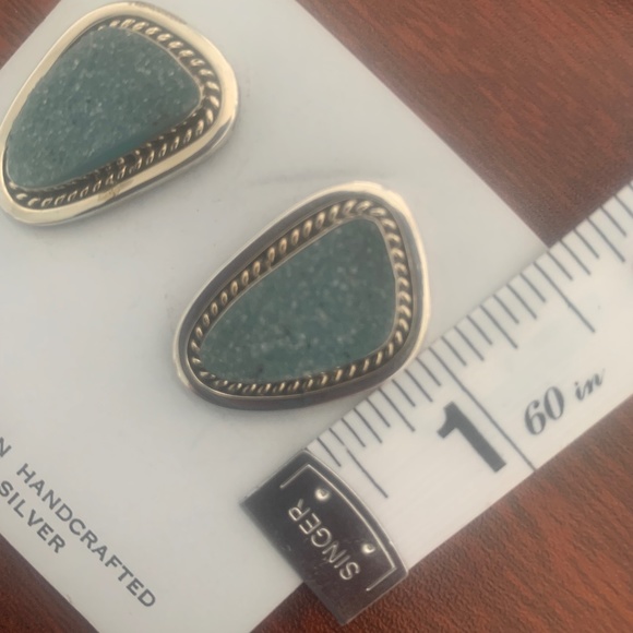 Druzi Quartz Handcrafted Genuine Indian Sterling Silver Earrings - Picture 8 of 8